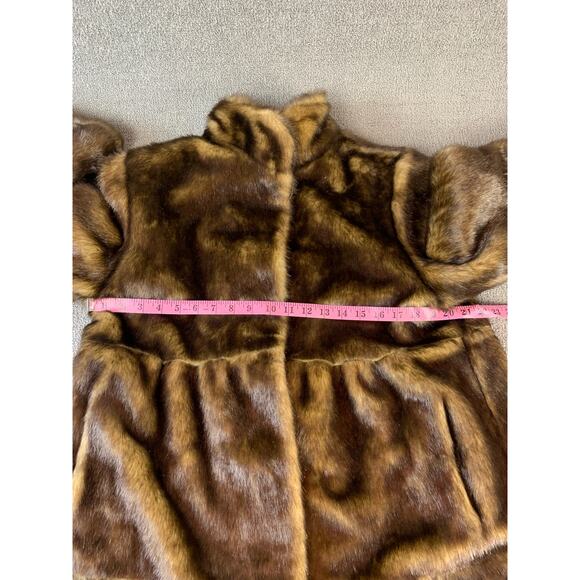 Dennis Basso Faux Fur Coat Retro Glamor Chic Winter Brown Size Medium - Picture 8 of 11